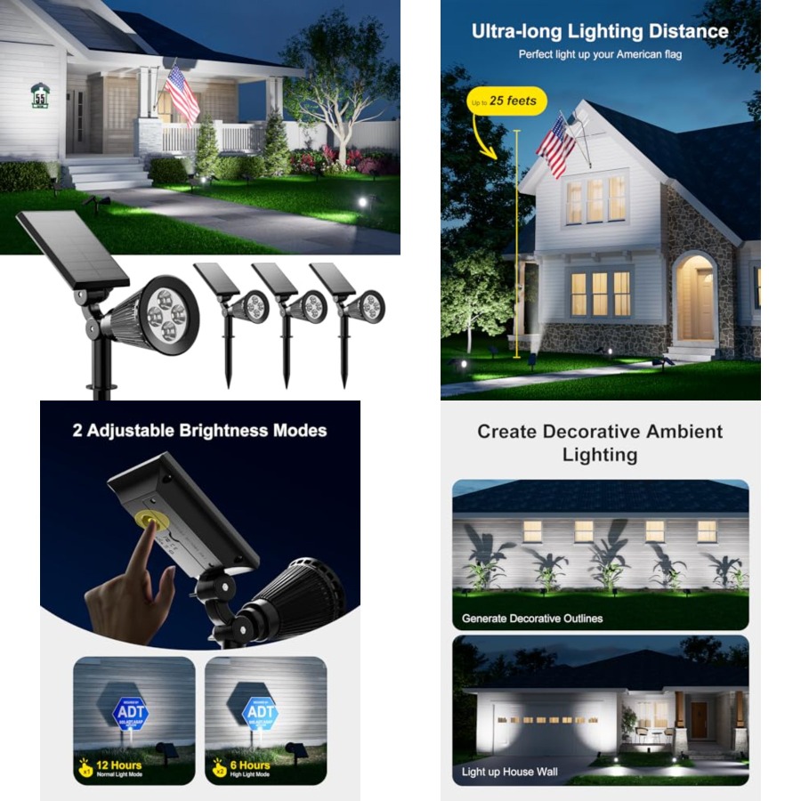 Outdoor Lighting Tree - Projecteurs solaires extérieurs étanches pour arbres,