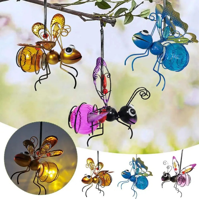 Outdoor Lighting Tree - Statue d'insecte solaire en fer avec